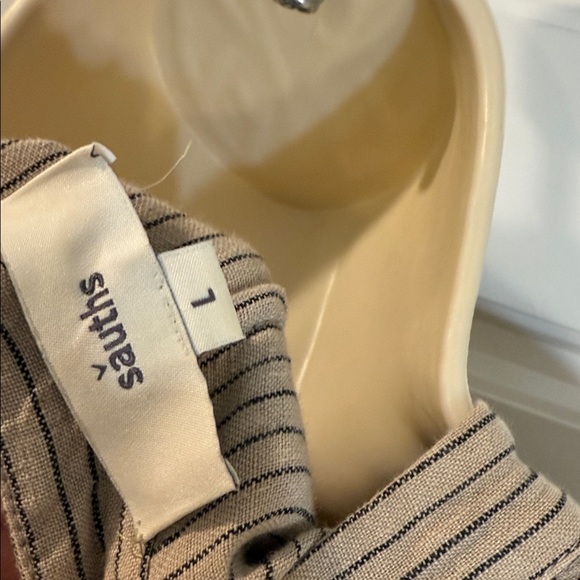 SAUTHS linen maxi dress in almond stripes large - Picture 13 of 15